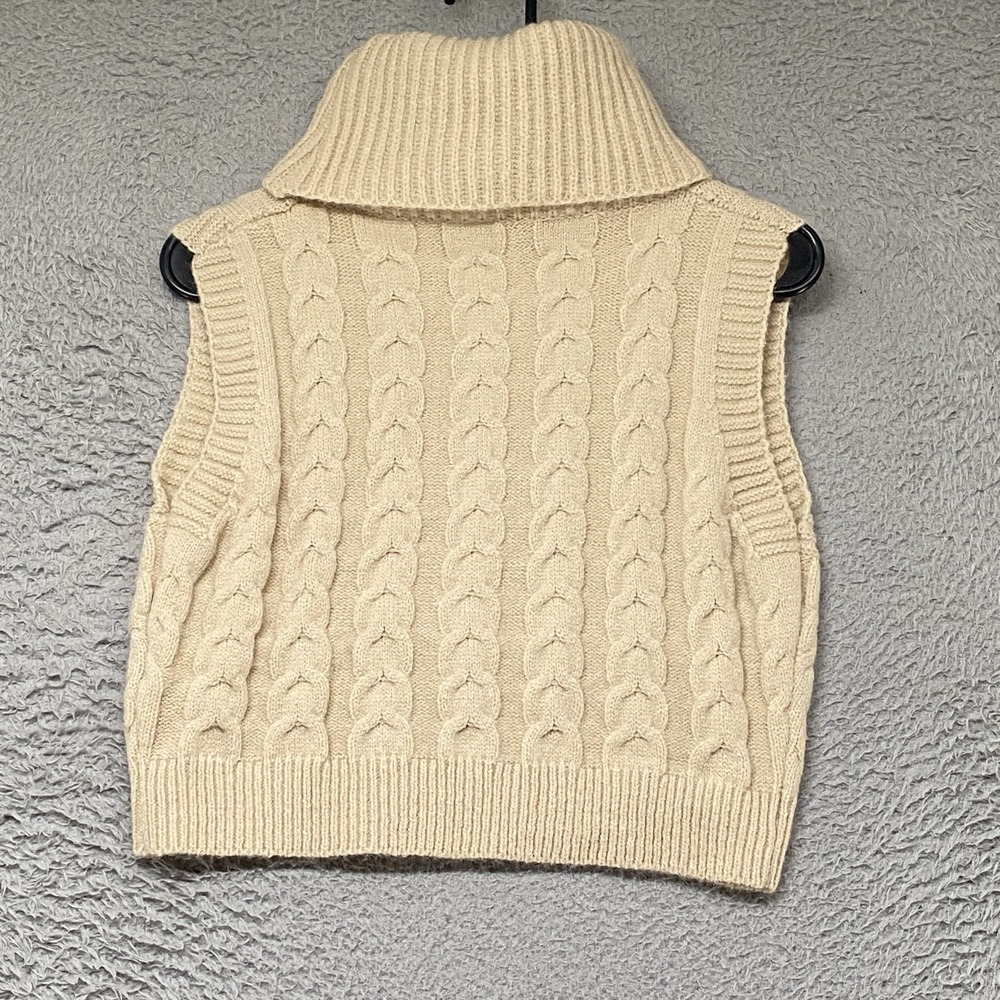 Cider Sweater Vest Womens M Beige Cable Knit Turtleneck Sleeveless Layering - Picture 11 of 13